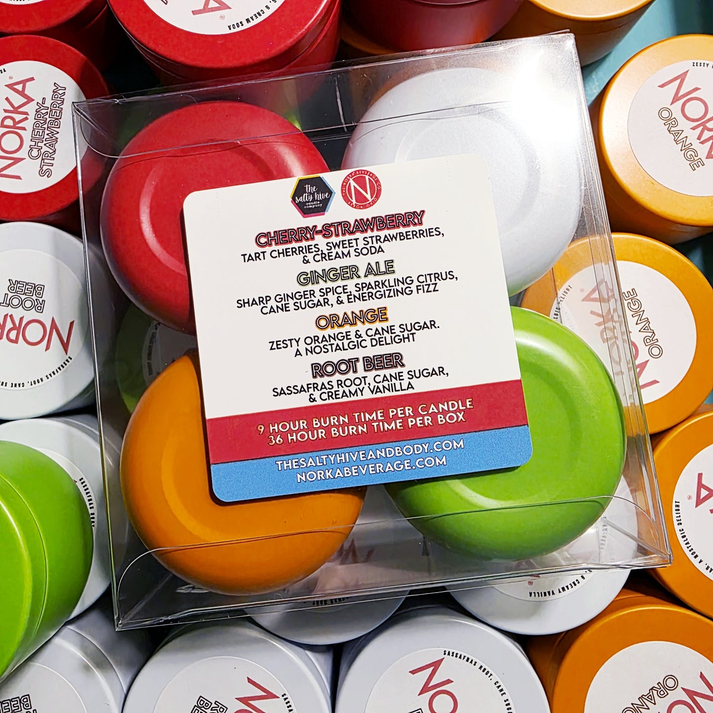 norka soda candle mini 4 pack - the salty hive X norka sparkling beverage