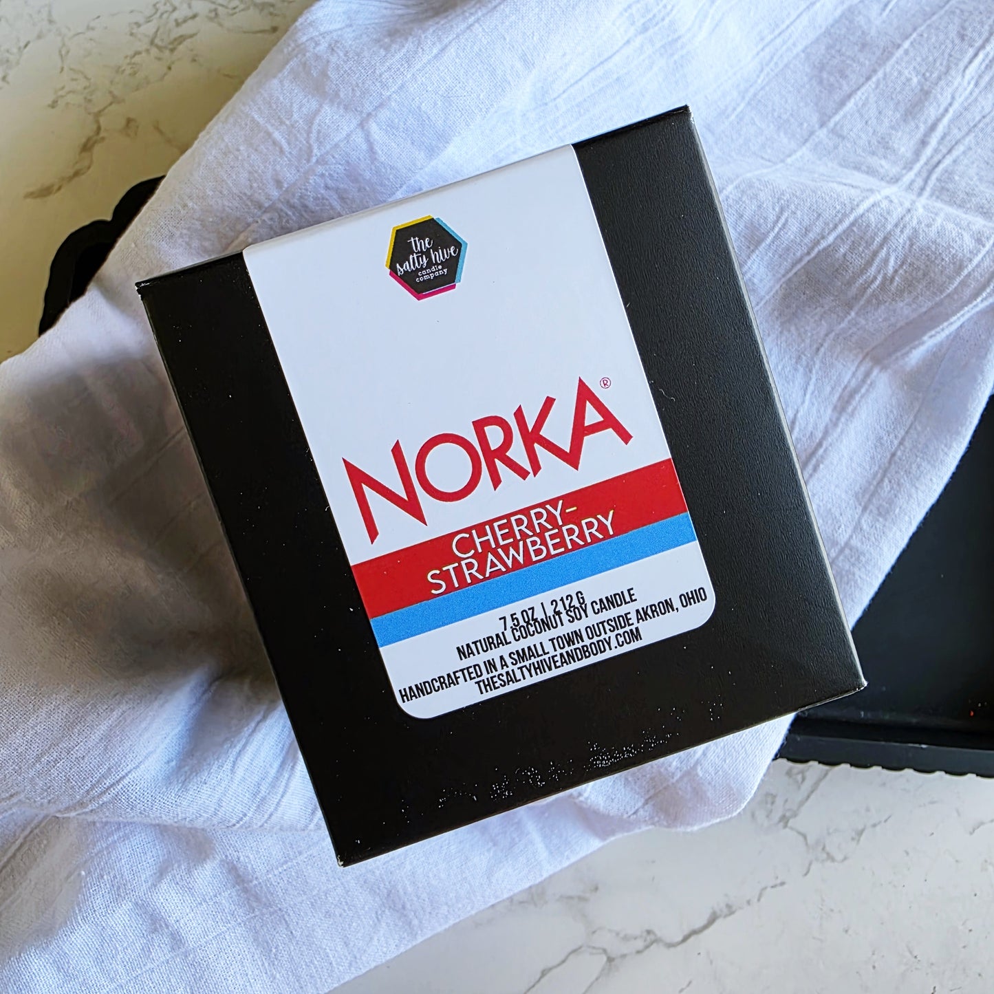norka cherry-strawberry soda candle - the salty hive X norka sparkling beverage