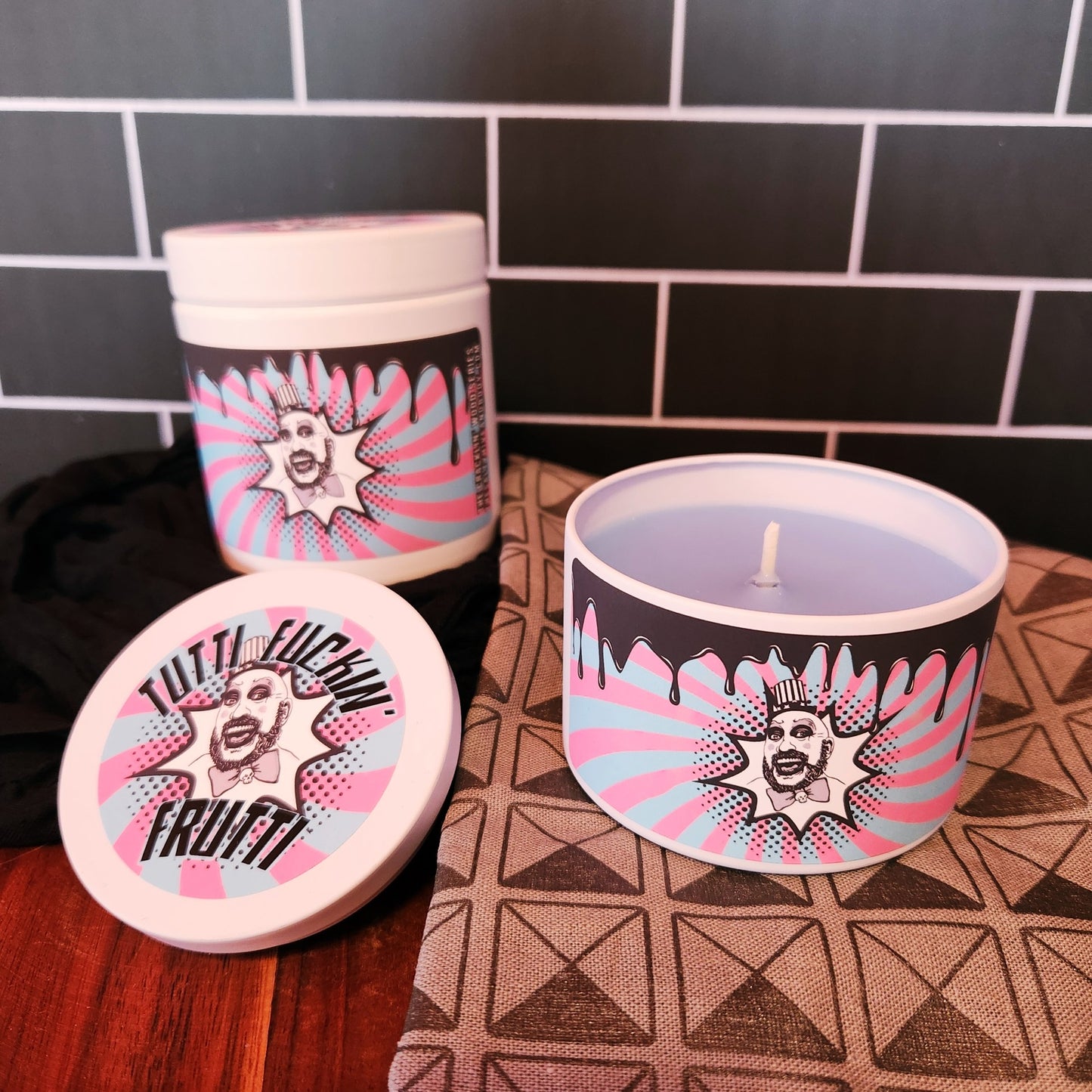 tutti fuckin frutti candle