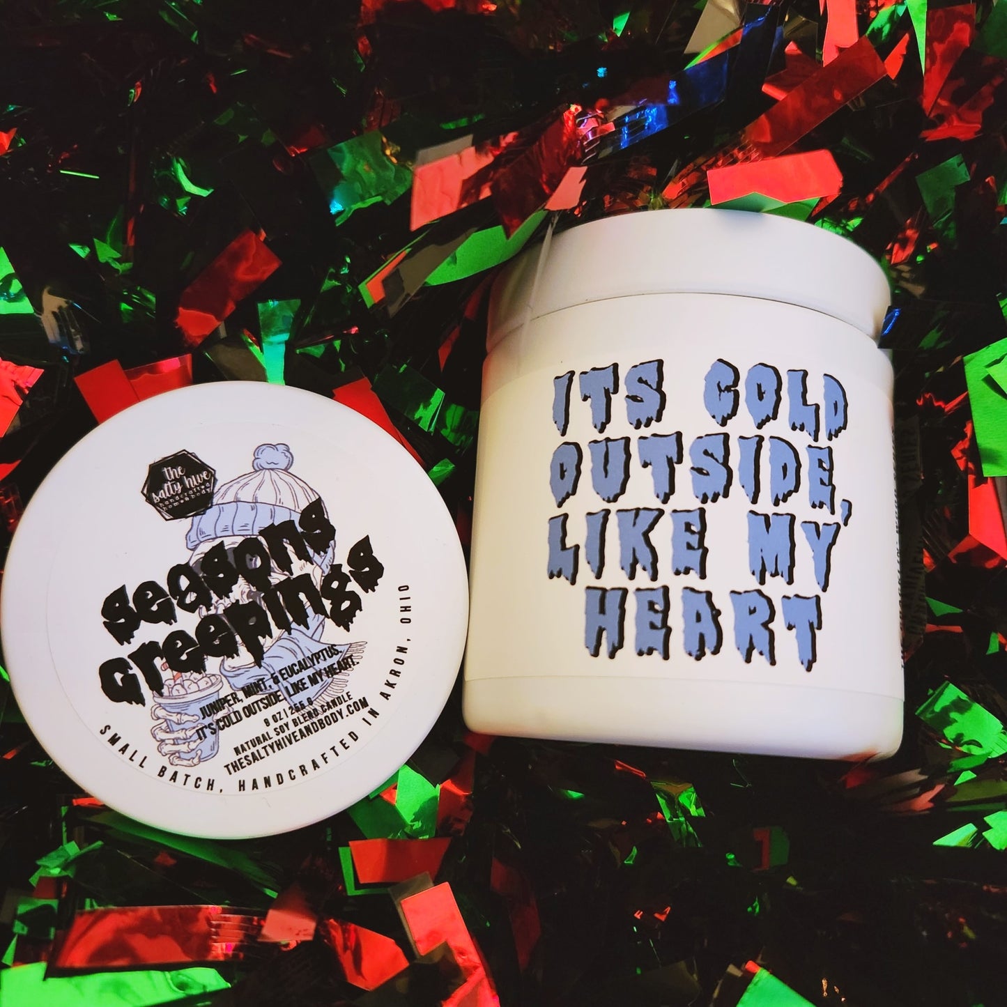 seasons creepings candle - the cracklin' wood lux series - creepy christmas