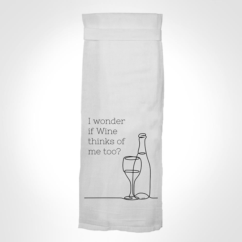 i wonder if wine thinks of me too tea towel - the salty hive