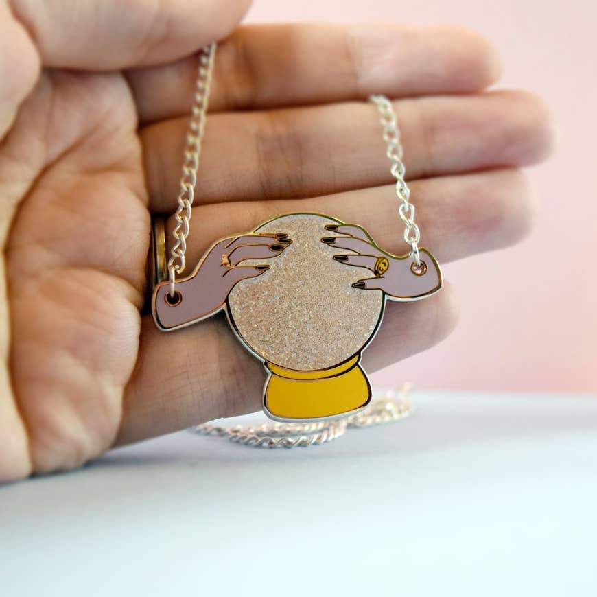 glitter crystal ball necklace - the salty hive