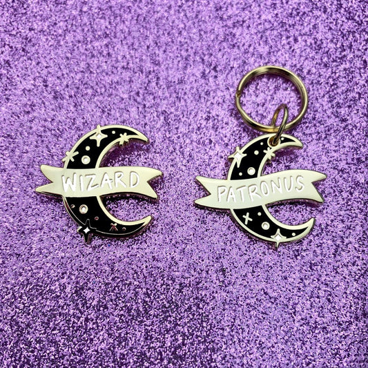 wizard & patronus enamel pin & pet charm set - the salty hive