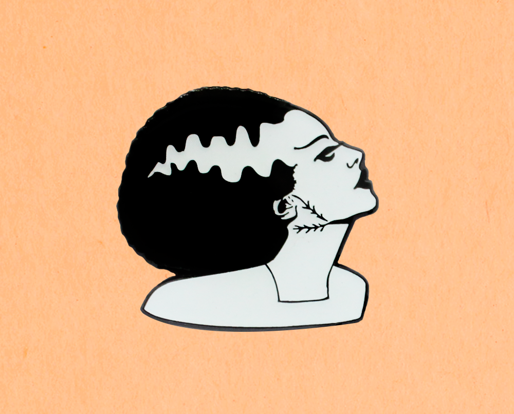 bride of frankenstein glow in the dark enamel pin - the salty hive