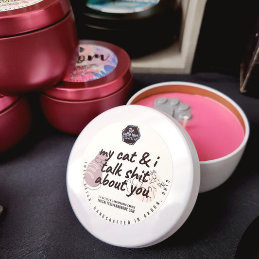 cat & dog talk shit about you candles - the salty hive