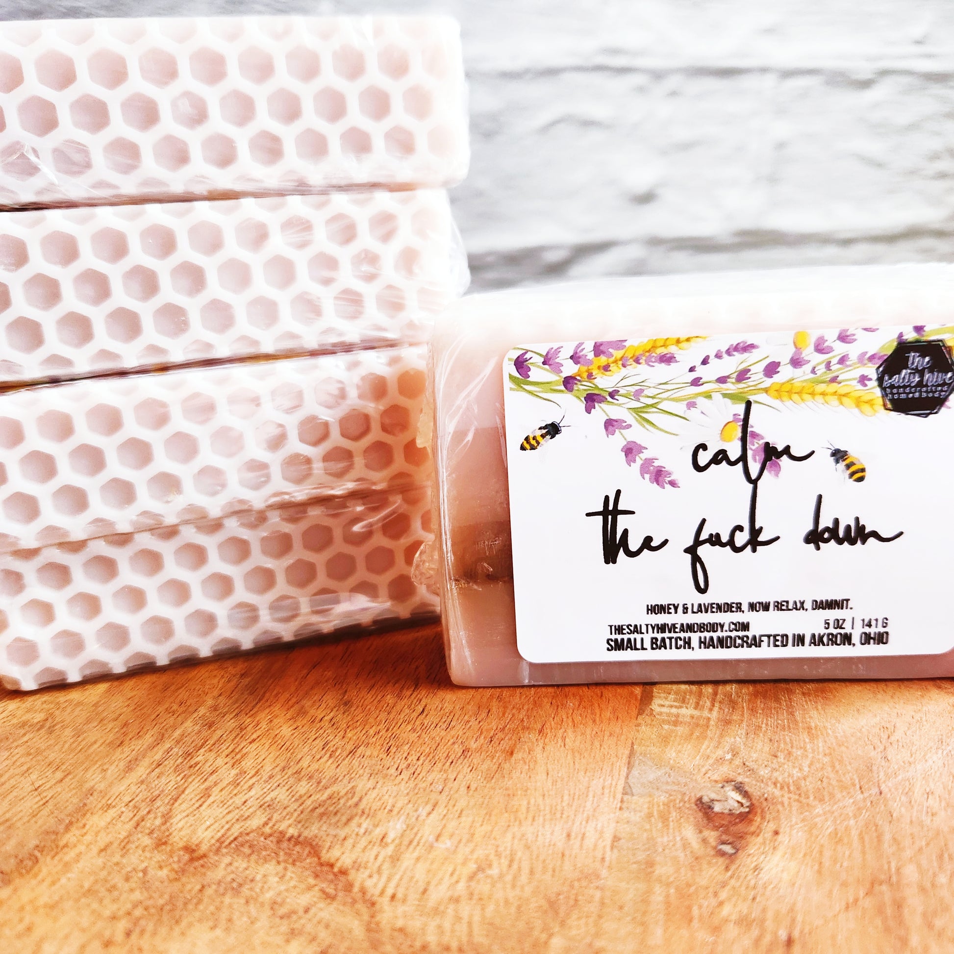 calm the fuck down - lavender & honey soap bar - the salty hive