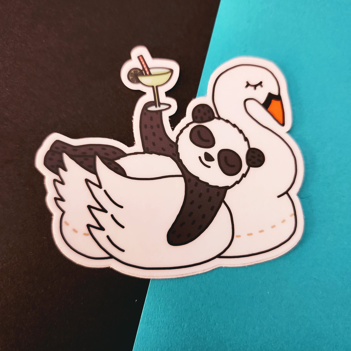 panda pool party vinyl sticker
