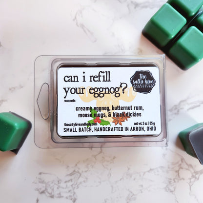can i refill your eggnog? wax melts - the salty hive - christmas vacation inspired
