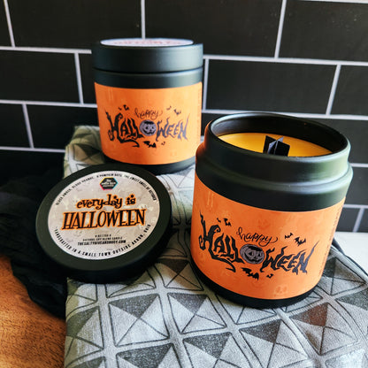 everyday is halloween wood wick candle - the salty hive - halloween year round - snarky candle - pumpkin orange - code orange candle