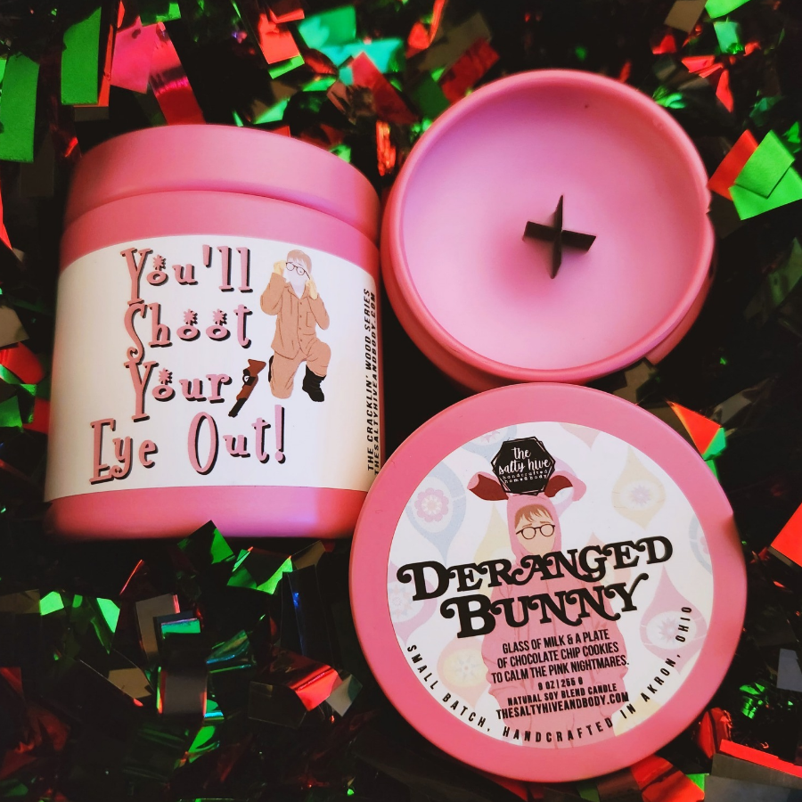 deranged bunny wood wick candle - a christmas story