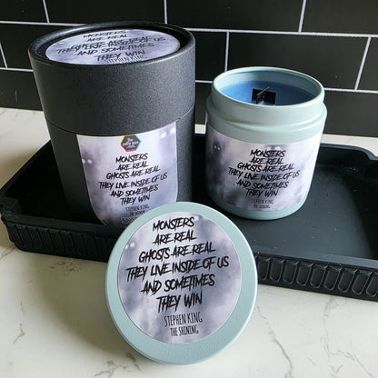 monsters are real wood wick candle - stephen king's the shining