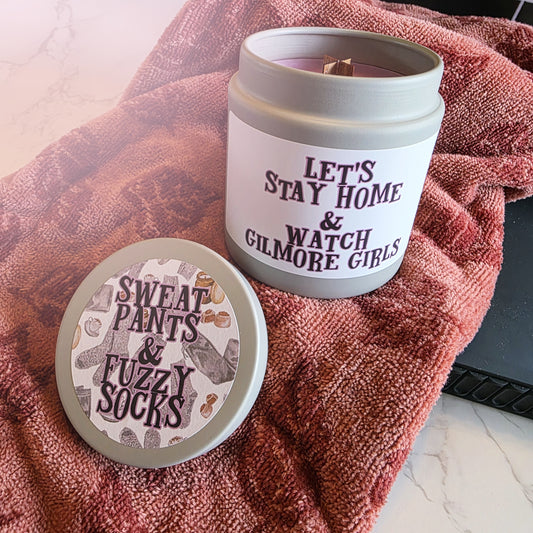 sweat pants & fuzzy socks wood wick candle