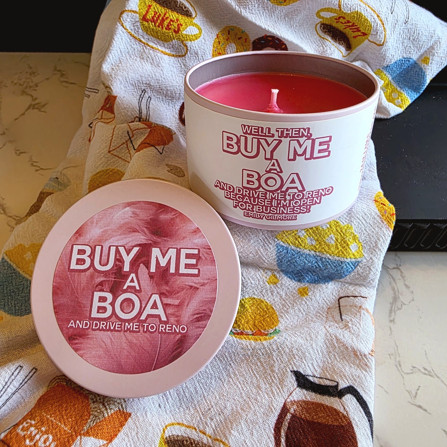 buy me a boa candle - gilmore girls inspired
