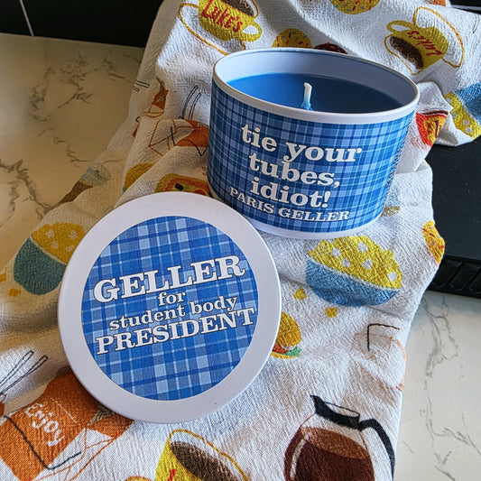 geller for president candle - gilmore girls inspired
