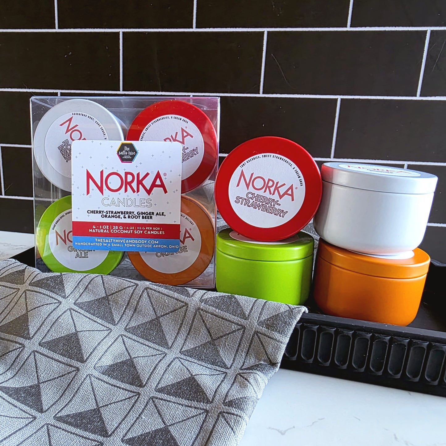 norka soda candle mini 4 pack - the salty hive X norka sparkling beverage