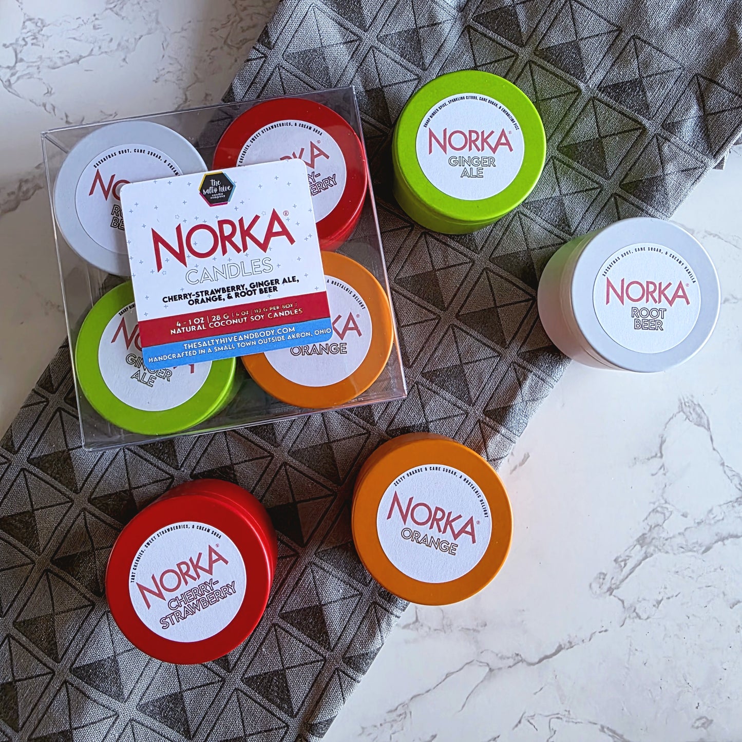norka soda candle mini 4 pack - the salty hive X norka sparkling beverage