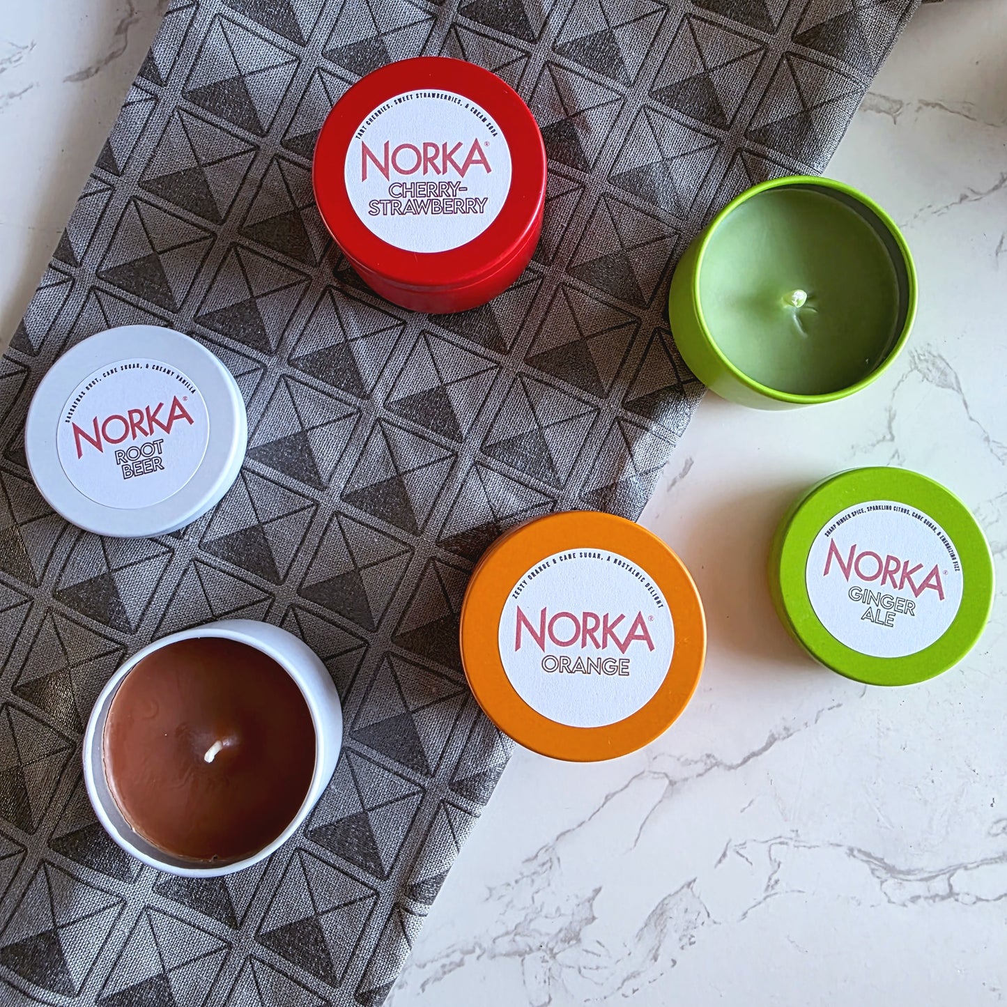 norka soda candle mini 4 pack - the salty hive X norka sparkling beverage