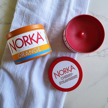 norka orange soda candle - the salty hive X norka sparkling beverage