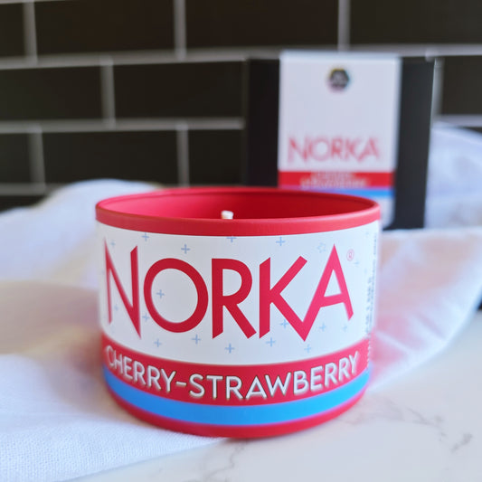 norka cherry-strawberry soda candle - the salty hive X norka sparkling beverage