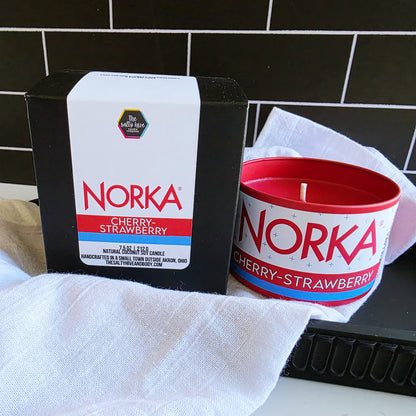 norka cherry-strawberry soda candle - the salty hive X norka sparkling beverage