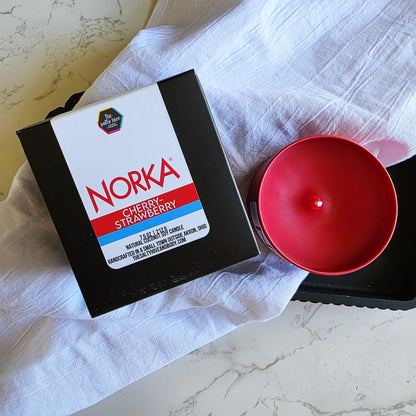 norka cherry-strawberry soda candle - the salty hive X norka sparkling beverage
