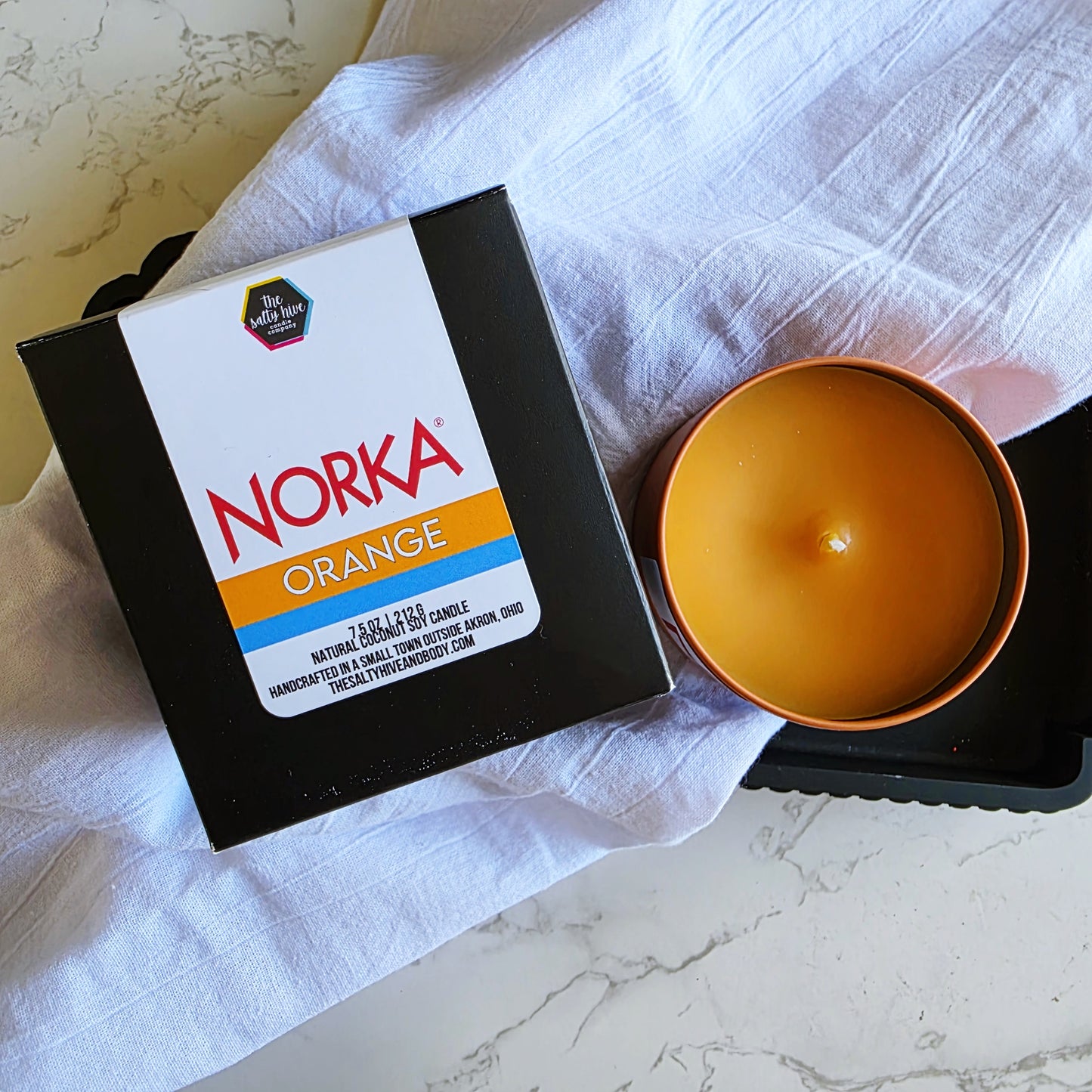 norka orange soda candle - the salty hive X norka sparkling beverage