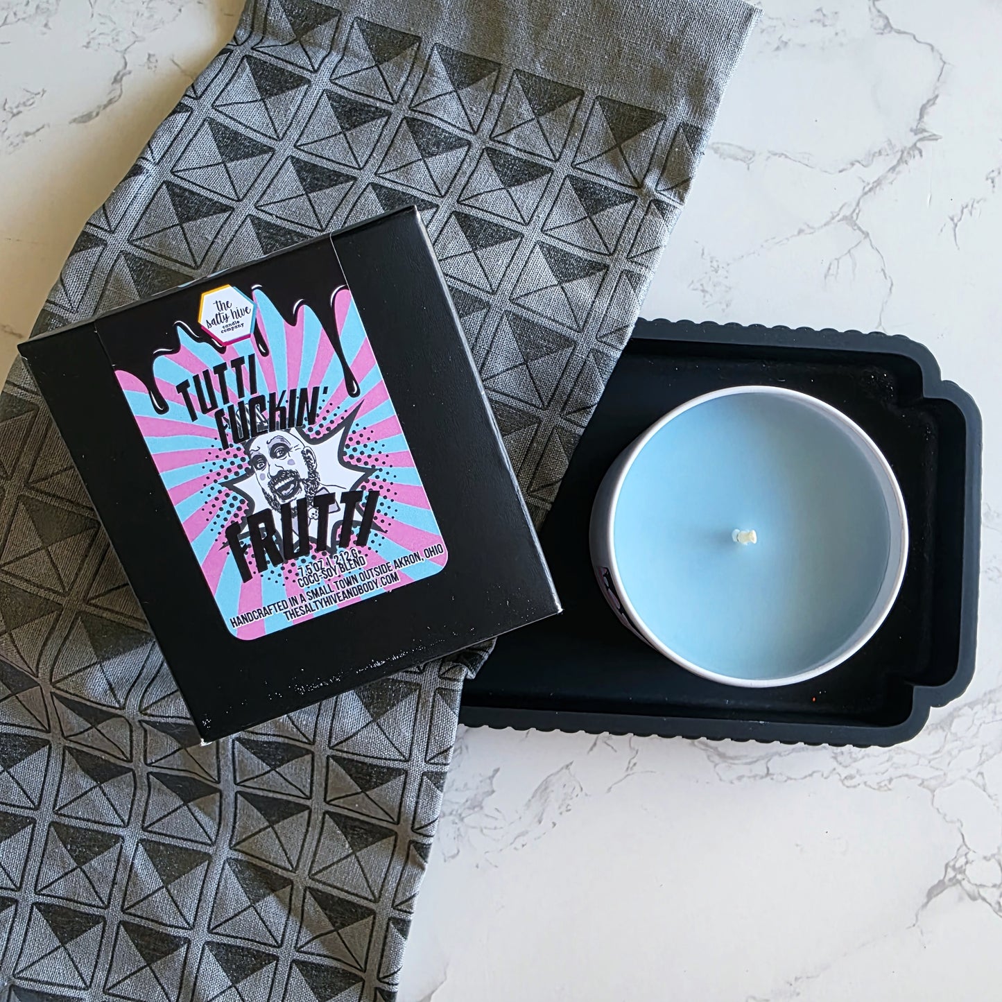 tutti fuckin frutti candle