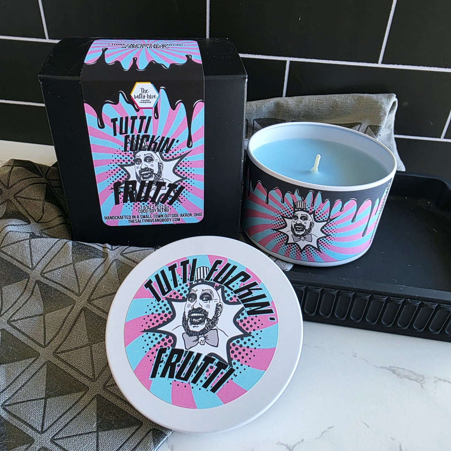 tutti fuckin frutti candle