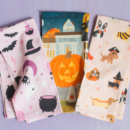 pastel pink halloween hand towel