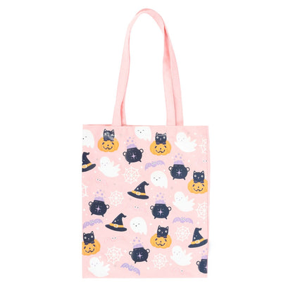 pastel pink halloween tote bag