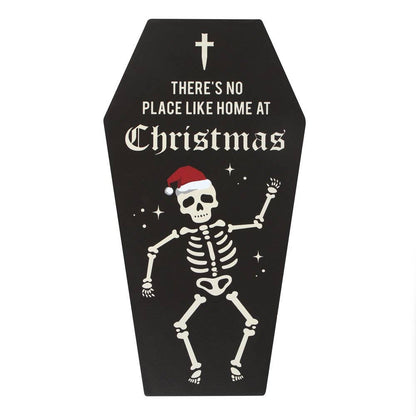 no place like home for christmas coffin hanging sign