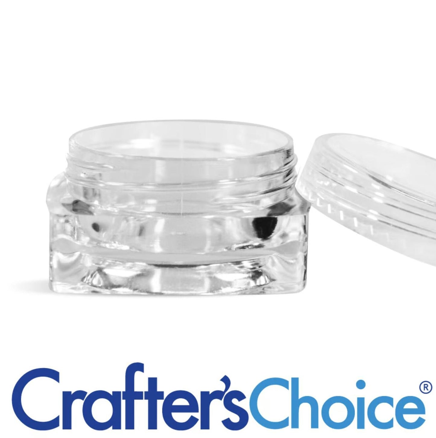 Clear Square Jars with Clear & Blue tops - lip balm/eye shadow jars - supplies surplus sale