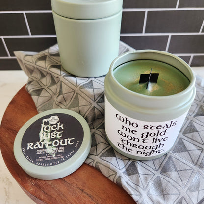 luck just ran out wood wick lux candle