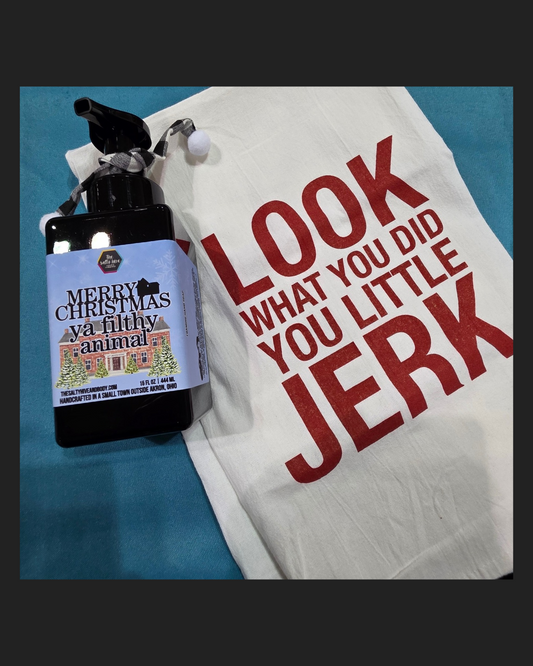 look what you did you little jerk holiday towel - home alone