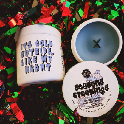 seasons creepings candle - the cracklin' wood lux series - creepy christmas