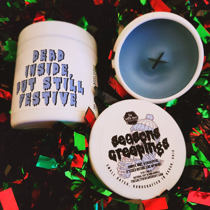 seasons creepings candle - the cracklin' wood lux series - creepy christmas