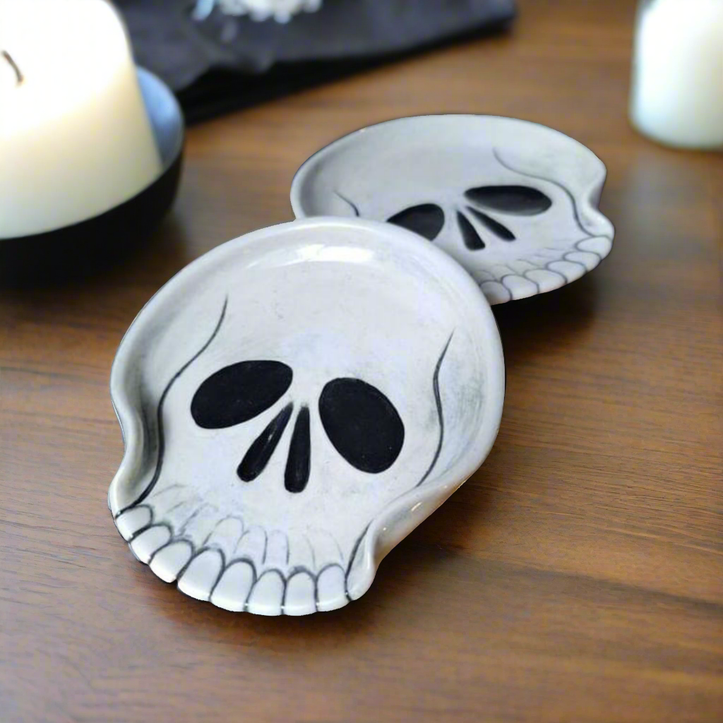 skull candle plate - horror candle coasters