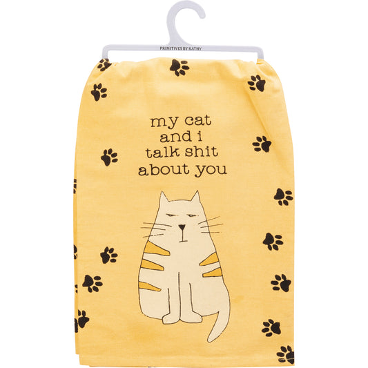 cat & i talk shit about you hand towel - the salty hive