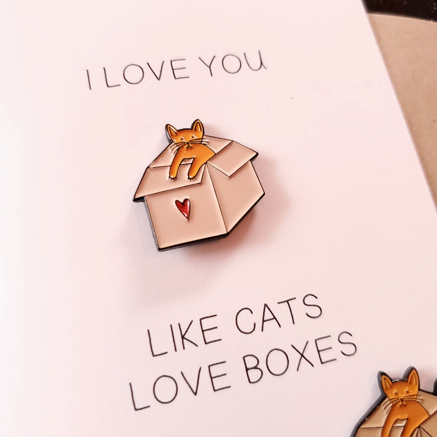 cats love boxes enamel pin & card - the salty hive