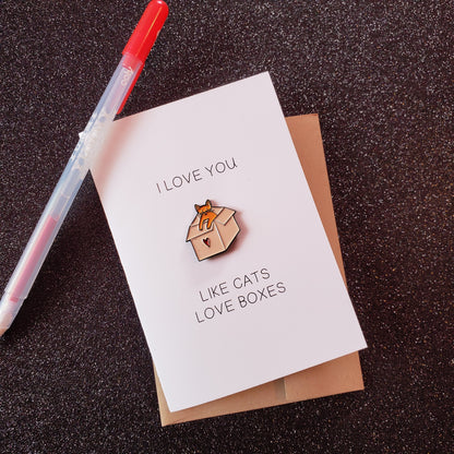 cats love boxes enamel pin & card - the salty hive