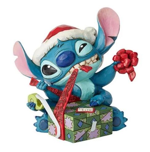 jim shore disney santa stitch wrapping present - the salty hive