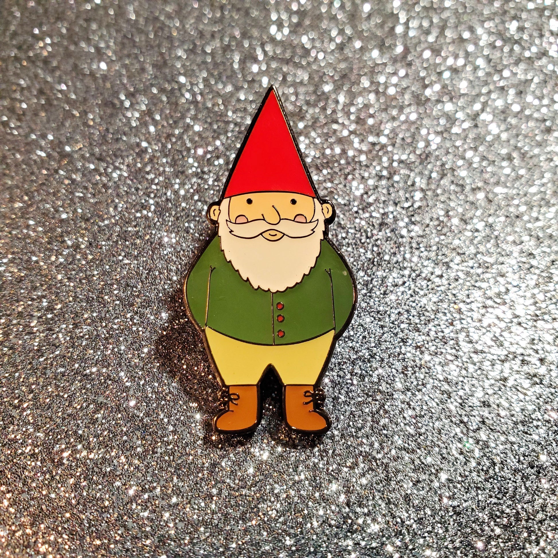 happy garden gnome enamel pin - the salty hive