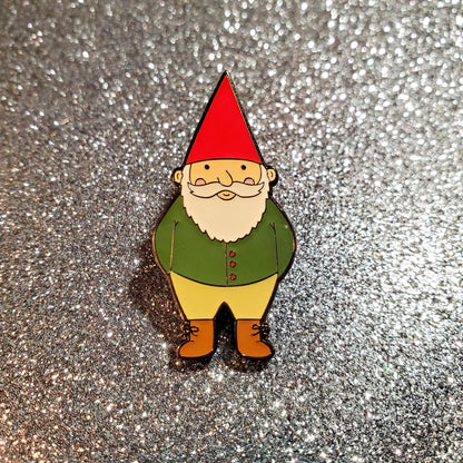 happy garden gnome enamel pin - the salty hive