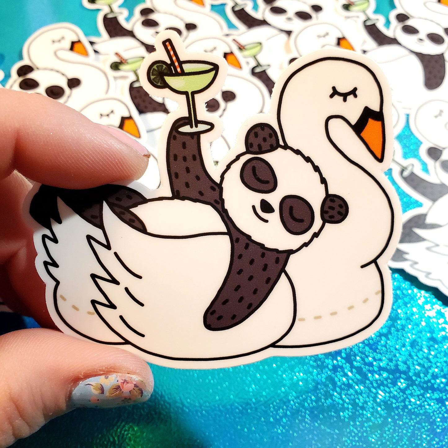 panda pool party vinyl sticker - the salty hive