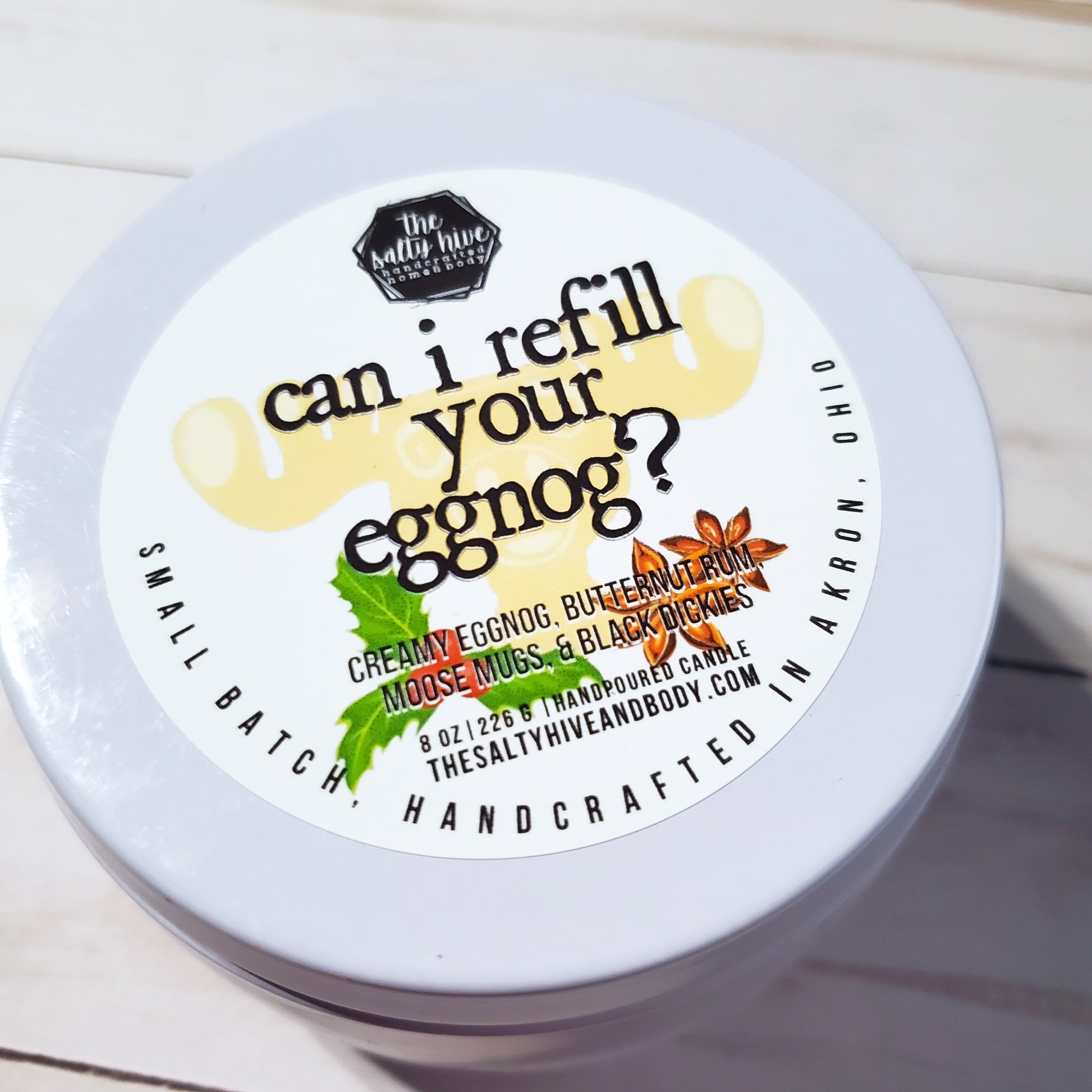 can i refill your eggnog? candle - the salty hive