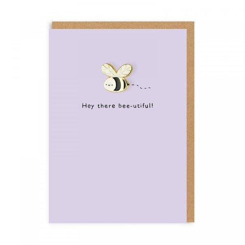 hey there bee-utiful bumblebee enamel pin card - the salty hive