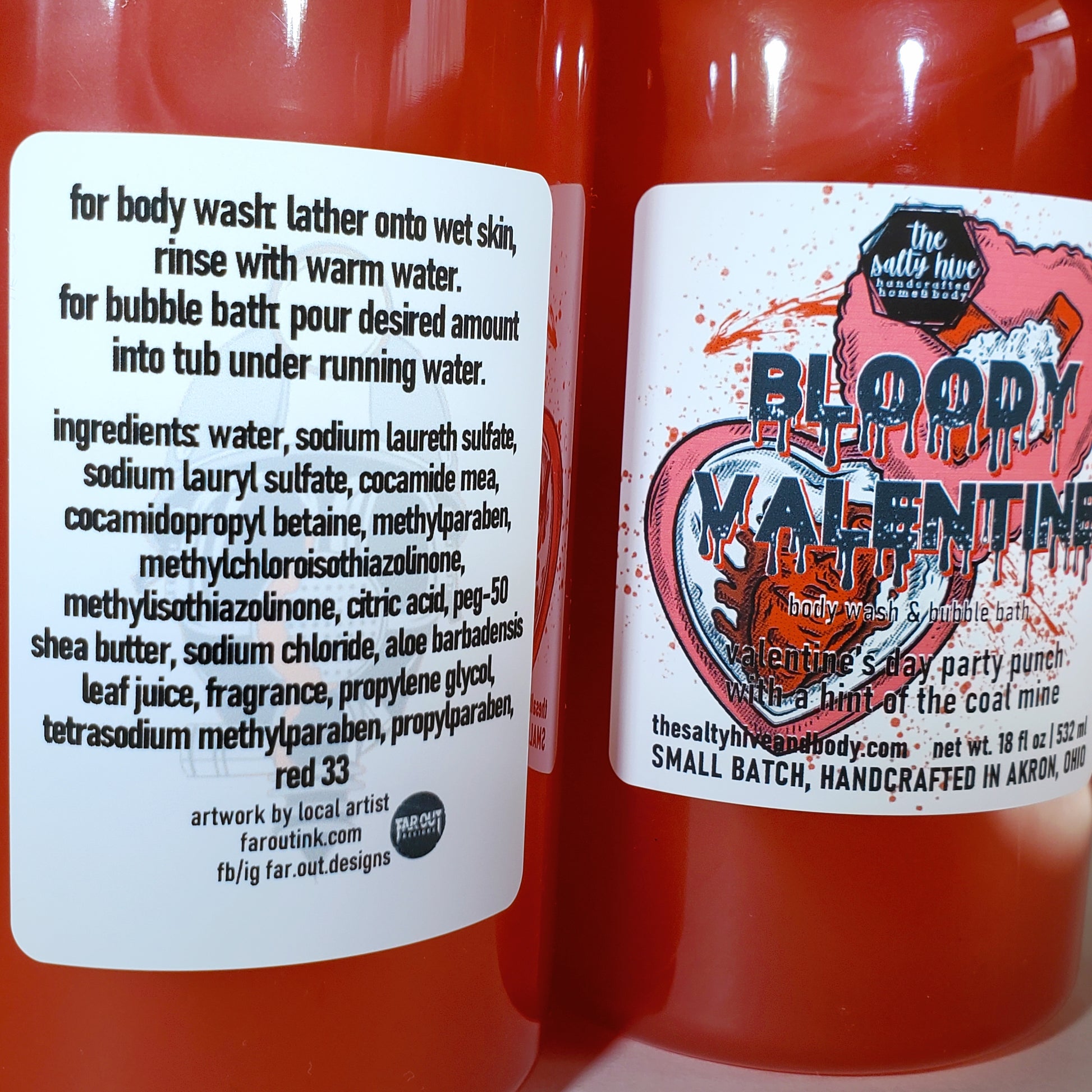 bloody valentine body wash & bubble bath - the salty hive