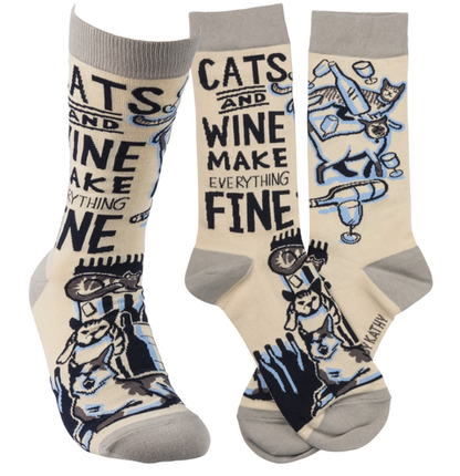 cats and wine make everything fine gift set - the salty hive