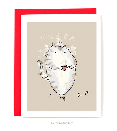 coffee cafe cat card - the salty hive