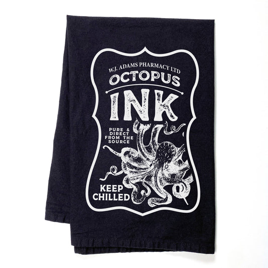 Octopus Ink Vintage Halloween Kitchen Tea Towel - the salty hive